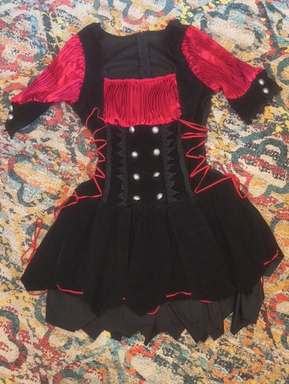 Black and Red Adult Barmaid, Pirate Costume Dress Medium